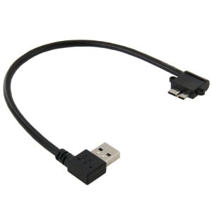 26cm 90 Degree Right Angle  USB 3.0 to 90 Degree Right Angle Micro 3.0 Data Cable for Galaxy Note III / N9000