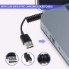 2m Micro USB Data Sync Charging Coiled Cable / Spring Cable(Black)