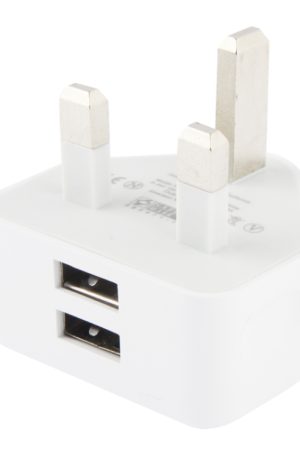 UK Plug 5V 2.1A Dual Port USB Charge Adapter(White)