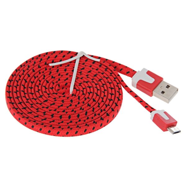 S-SCS-1398R_1.jpg 2m Woven Style Micro USB to USB Data / Charging Cable