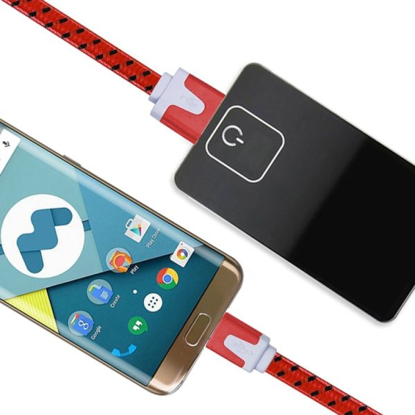 S-SCS-1398R_3.jpg 2m Woven Style Micro USB to USB Data / Charging Cable