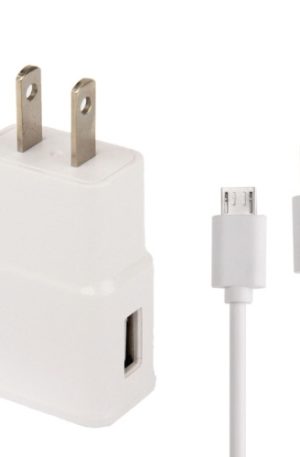 Micro 5 Pin USB Sync Cable + US Plug Travel Charger(White)