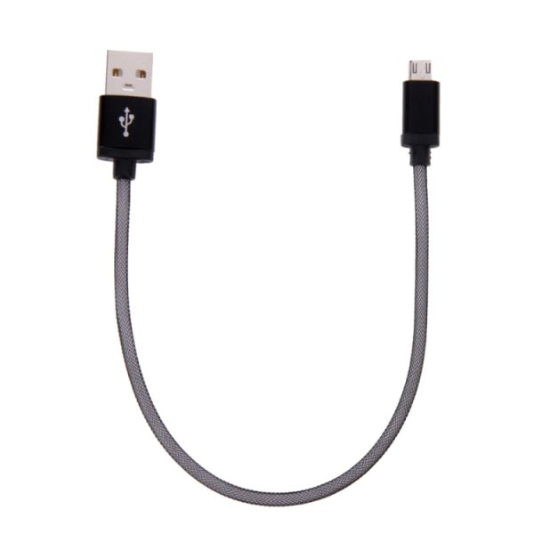 S-SCS-4890B_1.jpg 25cm Net Style Metal Head Micro USB to USB 2.0 Data / Charger Cable