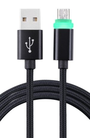 1m Woven Style Micro USB to USB 2.0 Data Sync Cable with LED Indicator Light