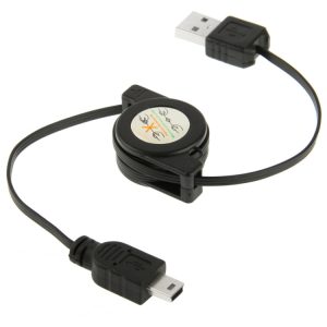 USB Retractable Data & Charger Cable for Motorola V3 / Mobile Phone / MP3 / MP4 / Digital Camera / GPS, Length: 10cm (Can be Extended to 80cm),  Black, USB 2.0 to Mini 5 Pin, USB 1.1 to Mini 5 Pin