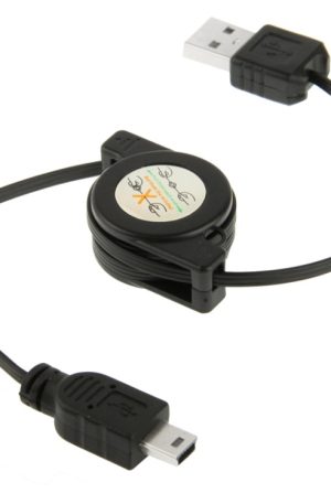 USB Retractable Data & Charger Cable for Motorola V3 / Mobile Phone / MP3 / MP4 / Digital Camera / GPS, Length: 10cm (Can be Extended to 80cm),  Black, USB 2.0 to Mini 5 Pin, USB 1.1 to Mini 5 Pin