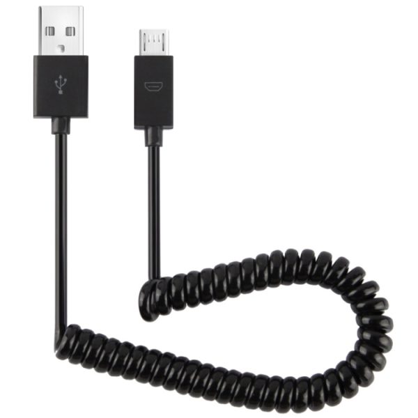 S-WMCS-0067.jpg Micro USB Data Sync Charger Coiled Cable, Length: 27.5cm (can be extended up to 100cm)(Black)
