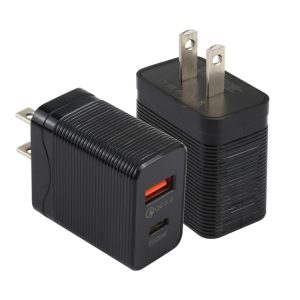 LZ-728 QC 3.0 USB + PD 20W USB-C / Type-C Fast Travel Charger, US Plug, US Plug