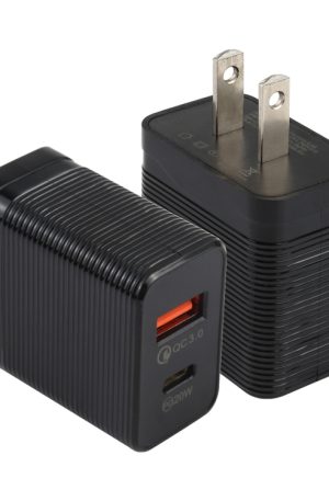 LZ-728 QC 3.0 USB + PD 20W USB-C / Type-C Fast Travel Charger, US Plug, US Plug