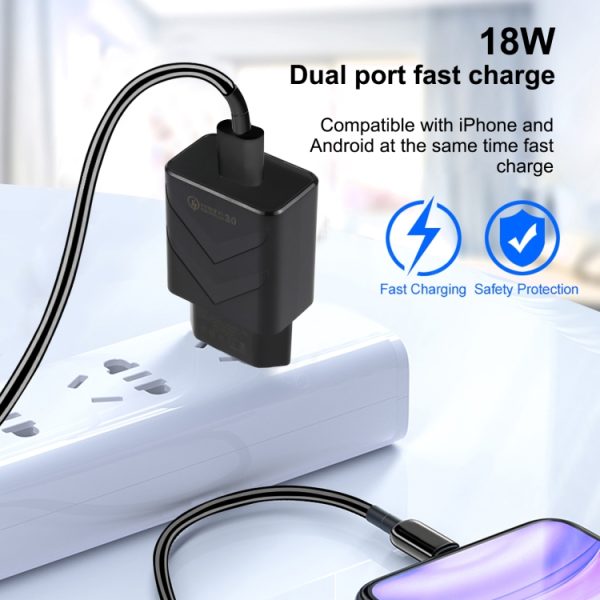 SAS1527B_6.jpg LZ-715 18W QC3.0 USB Single Port Fast Travel Charger, EU Plug, EU Plug