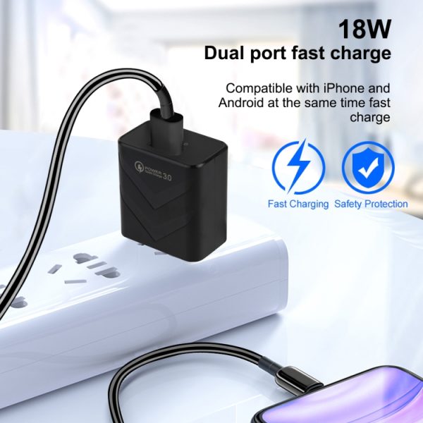 LZ-715 18W QC3.0 USB Single Port Fast Travel Charger, US Plug, US Plug