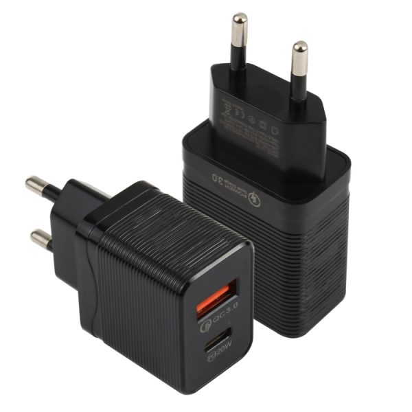 SAS1582B-1.jpg LZ-728 QC 3.0 USB + PD 20W USB-C / Type-C Fast Travel Charger, EU Plug, EU Plug