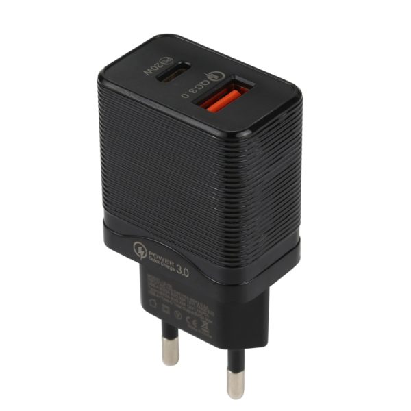 SAS1582B_1.jpg LZ-728 QC 3.0 USB + PD 20W USB-C / Type-C Fast Travel Charger, EU Plug, EU Plug