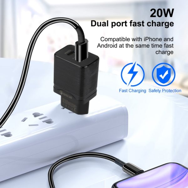 SAS1582B_6.jpg LZ-728 QC 3.0 USB + PD 20W USB-C / Type-C Fast Travel Charger, EU Plug, EU Plug