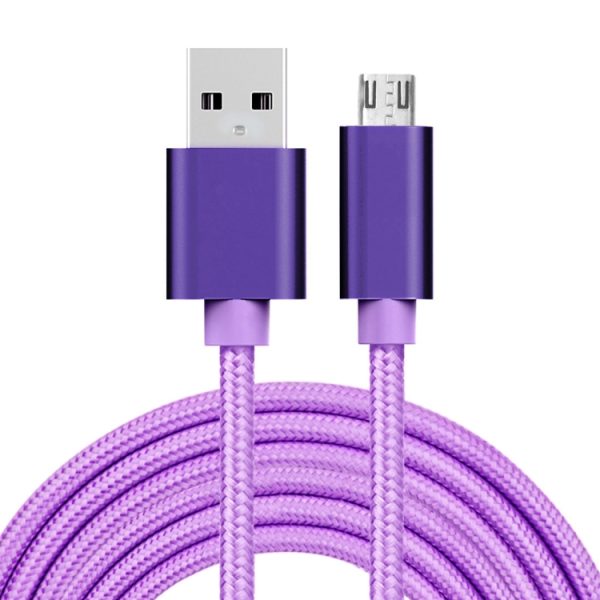 SAS3092P_1.jpg 3A Woven Style Metal Head Micro USB to USB Data / Charger Cable, Cable Length: 3m, 3m Micro USB