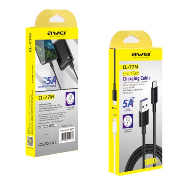 SAS5107B_4.jpg awei CL-77M 5A USB to Micro USB Interface Smart Fast Charge TPE Data Cable, Cable Length: 1m, Micro USB