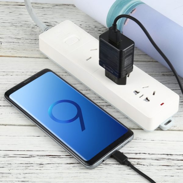 SAS5947B_6.jpg LZ-728 2 in 1 18W QC 3.0 USB Interface Travel Charger + USB to USB-C / Type-C Data Cable Set, EU Plug, Cable Length: 1m, with USB-C / Type-C Cable