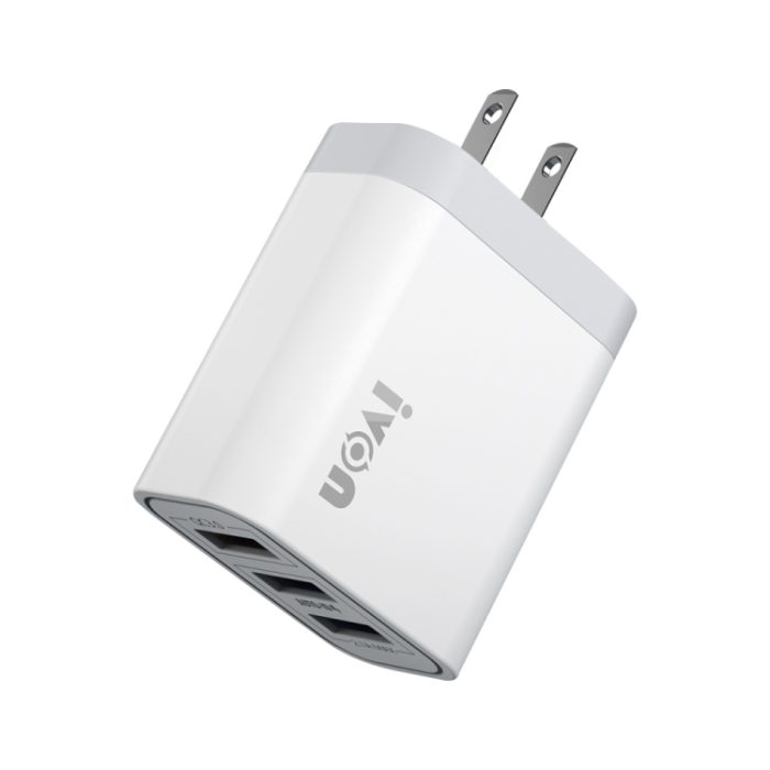 IVON AD37 5A QC 3.0 Three USB Port Travel Charger, US Plug