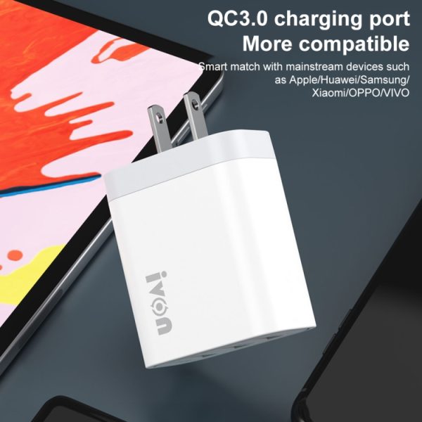 SAS6863_3.jpg IVON AD37 5A QC 3.0 Three USB Port Travel Charger, US Plug