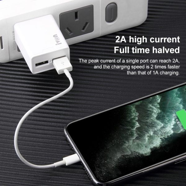 SAS6864_3.jpg IVON AD38 5V 2.1A Dual USB Port Travel Charger, US Plug