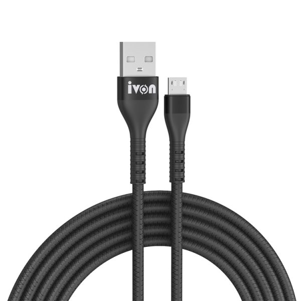 SAS7101B-1.jpg IVON CA92 2.4A Max USB to Micro USB Rubber Fast Charging Data Cable, Length: 1.5m, Micro USB