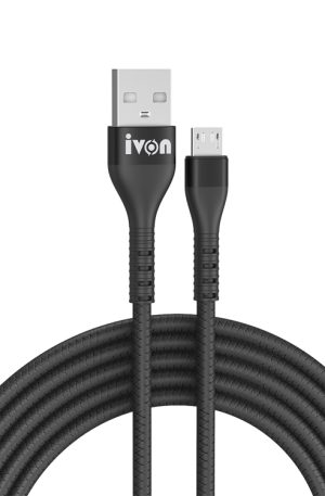 IVON CA92 2.4A Max USB to Micro USB Rubber Fast Charging Data Cable, Length: 1.5m, Micro USB