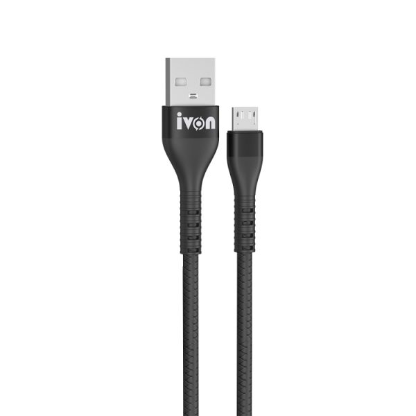 SAS7101B_1.jpg IVON CA92 2.4A Max USB to Micro USB Rubber Fast Charging Data Cable, Length: 1.5m, Micro USB