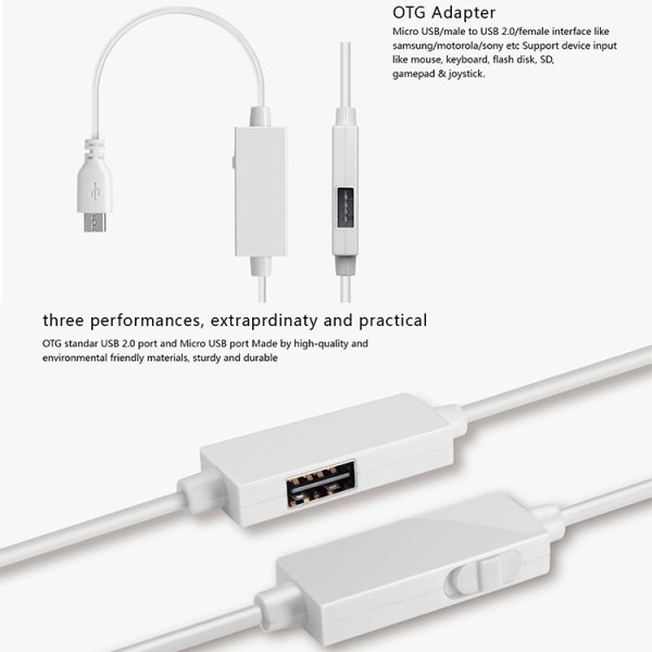 SAS7167W_3.jpg OTG-Y-03 USB 2.0 Male to Micro USB Male + USB Female OTG Charging Data Cable for Android Phones / Tablets with OTG Function, with Switch, Length: 1.1m, with Switch Length: 1.1m
