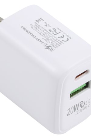 LZ-215A+C 20W QC 3.0 USB + PD 3.0 USB-C / Type-C Fast Charging Travel Charger, US Plug
