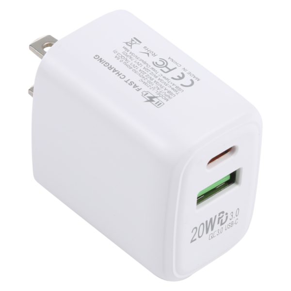 SAS8834.jpg LZ-215A+C 20W QC 3.0 USB + PD 3.0 USB-C / Type-C Fast Charging Travel Charger, US Plug
