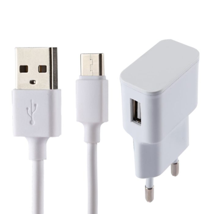 5V 2.1A Intelligent Identification USB Charger with 1m USB to USB-C / Type-C Charging Cable, EU Plug