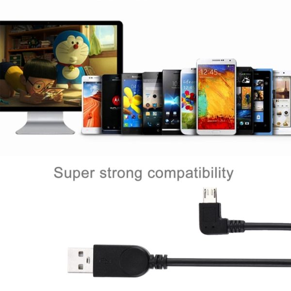 SAS9980_4.jpg 28cm 90 Degree Angle Left Micro USB to USB Data / Charging Cable, For Galaxy, Huawei, Xiaomi, LG, HTC and other Smart Phones
