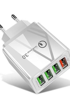 30W QC 3.0 USB + 3 USB 2.0 Ports Mobile Phone Tablet PC Universal Quick Charger Travel Charger, EU Plug, EU Plug