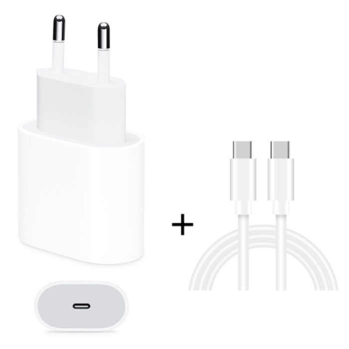 2 in 1 Single USB-C / Type-C Port Travel Charger + 3A PD 3.0 USB-C / Type-C to USB-C / Type-C Fast Charge Data Cable Set, Cable Length: 2m, 18W 2m