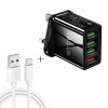 SYA001084101A-1.jpg 2 in 1 1m USB to USB-C / Type-C Data Cable + 30W QC 3.0 4 USB Interfaces Mobile Phone Tablet PC Universal Quick Charger Travel Charger Set, UK Plug, USB-C / Type-C Set UK Plug