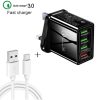 SYA001084101A_1.jpg 2 in 1 1m USB to USB-C / Type-C Data Cable + 30W QC 3.0 4 USB Interfaces Mobile Phone Tablet PC Universal Quick Charger Travel Charger Set, UK Plug, USB-C / Type-C Set UK Plug