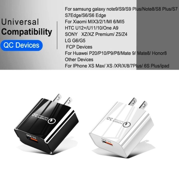 Mini QC3.0 USB 18W Mobile Phone Tablet Universal Fast Charger, US Plug, US Plug
