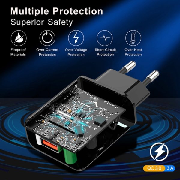 Mini QC3.0 USB 18W Mobile Phone Tablet Universal Fast Charger, US Plug, US Plug