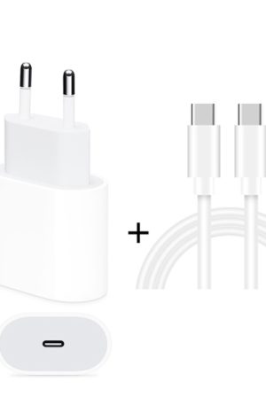 2 in 1 PD 20W Single USB-C / Type-C Port Travel Charger + 3A PD3.0 USB-C / Type-C to USB-C / Type-C Fast Charge Data Cable Set, Cable Length: 1m, EU Plug