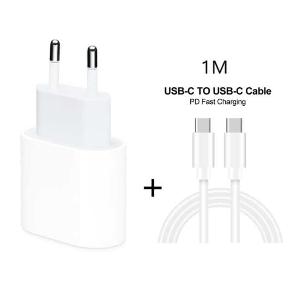 SYA0012909_1.jpg 2 in 1 PD 20W Single USB-C / Type-C Port Travel Charger + 3A PD3.0 USB-C / Type-C to USB-C / Type-C Fast Charge Data Cable Set, Cable Length: 1m, EU Plug