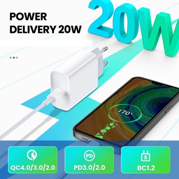 SYA0012909_2.jpg 2 in 1 PD 20W Single USB-C / Type-C Port Travel Charger + 3A PD3.0 USB-C / Type-C to USB-C / Type-C Fast Charge Data Cable Set, Cable Length: 1m, EU Plug