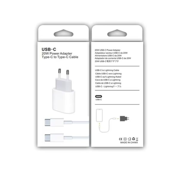 SYA0012909_8.jpg 2 in 1 PD 20W Single USB-C / Type-C Port Travel Charger + 3A PD3.0 USB-C / Type-C to USB-C / Type-C Fast Charge Data Cable Set, Cable Length: 1m, EU Plug
