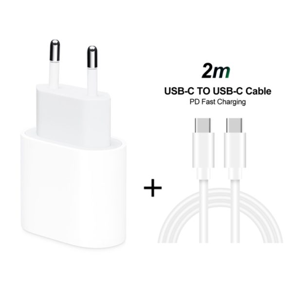 SYA0012910_1.jpg 2 in 1 PD 20W Single USB-C / Type-C Port Travel Charger + 3A PD3.0 USB-C / Type-C to USB-C / Type-C Fast Charge Data Cable Set, Cable Length: 2m, EU Plug