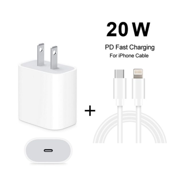 SYA0012920_1.jpg 2 in 1 PD 20W Single USB-C / Type-C Port Travel Charger + 3A PD3.0 USB-C / Type-C to 8 Pin Fast Charge Data Cable Set, Cable Length: 1m, US Plug