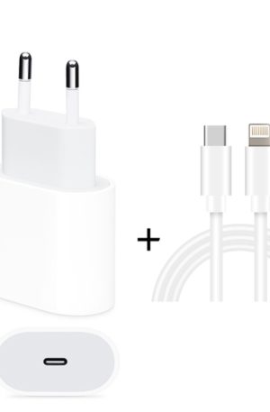 2 in 1 PD 20W Single USB-C / Type-C Port Travel Charger + 3A PD3.0 USB-C / Type-C to 8 Pin Fast Charge Data Cable Set, Cable Length: 1m, EU Plug