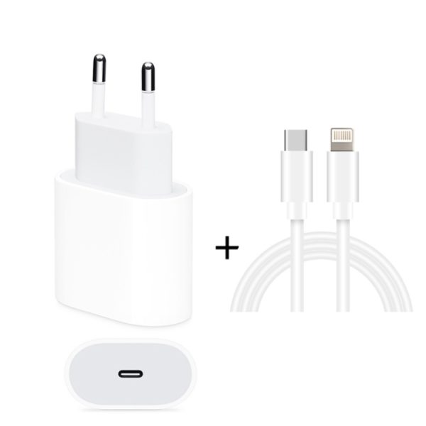 SYA0012924.jpg 2 in 1 PD 20W Single USB-C / Type-C Port Travel Charger + 3A PD3.0 USB-C / Type-C to 8 Pin Fast Charge Data Cable Set, Cable Length: 2m, EU Plug