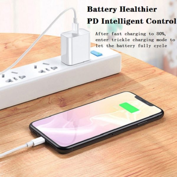 SYA0012924_8.jpg 2 in 1 PD 20W Single USB-C / Type-C Port Travel Charger + 3A PD3.0 USB-C / Type-C to 8 Pin Fast Charge Data Cable Set, Cable Length: 2m, EU Plug