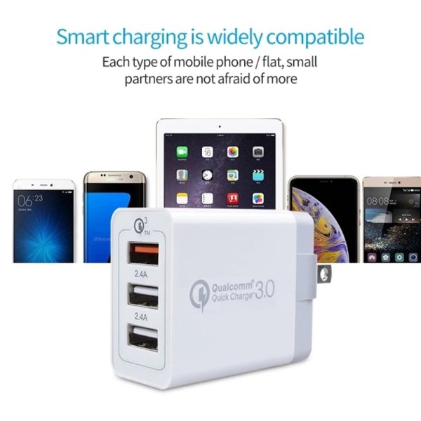 SYA0012993_4.jpg SDC-30W 30W QC 3.0 USB + 2.4A Dual USB 2.0 Ports Mobile Phone Tablet PC Universal Quick Charger Travel Charger, US Plug