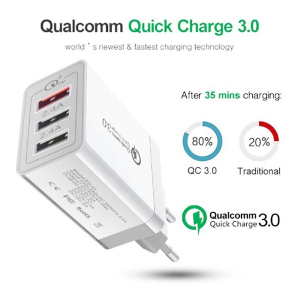 SYA0012996_3.jpg SDC-30W 30W QC 3.0 USB + 2.4A Dual USB 2.0 Ports Mobile Phone Tablet PC Universal Quick Charger Travel Charger, EU Plug