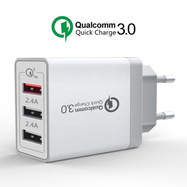 SYA0012999_1.jpg SDC-30W 2 in 1 USB to Micro USB Data Cable + 30W QC 3.0 USB + 2.4A Dual USB 2.0 Ports Mobile Phone Tablet PC Universal Quick Charger Travel Charger Set, EU Plug